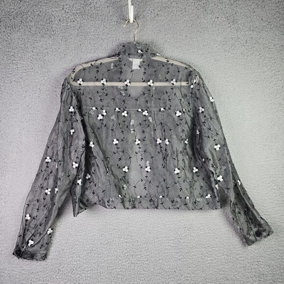 Angel Pie Sheer Silk Embroidered Floral Cropped Jacket M L Fairycore Vintage Y2K - Picture 2 of 12